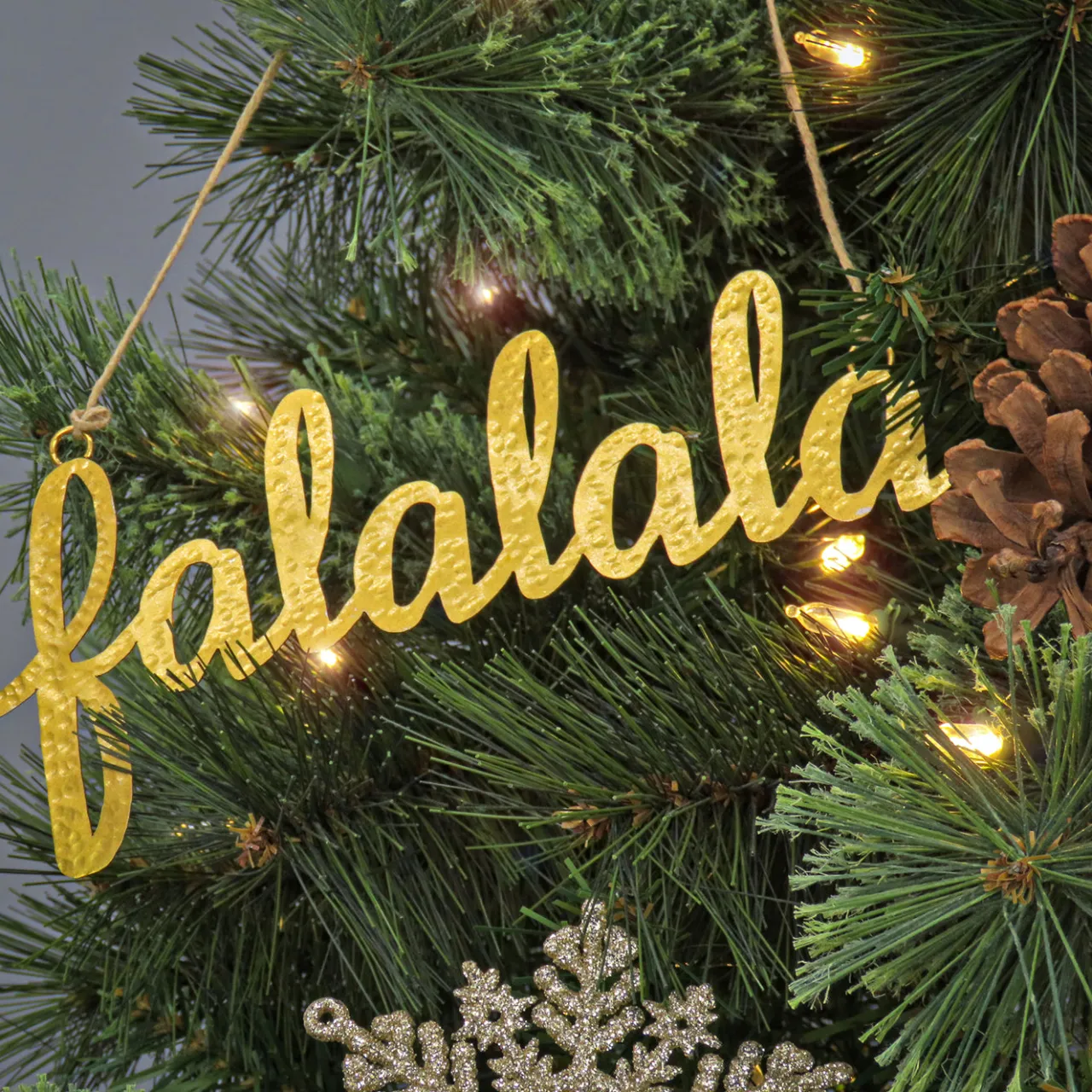 Discount National Tree Company 9 in. HGTV Home Collection Falalala Metal Ornament Set