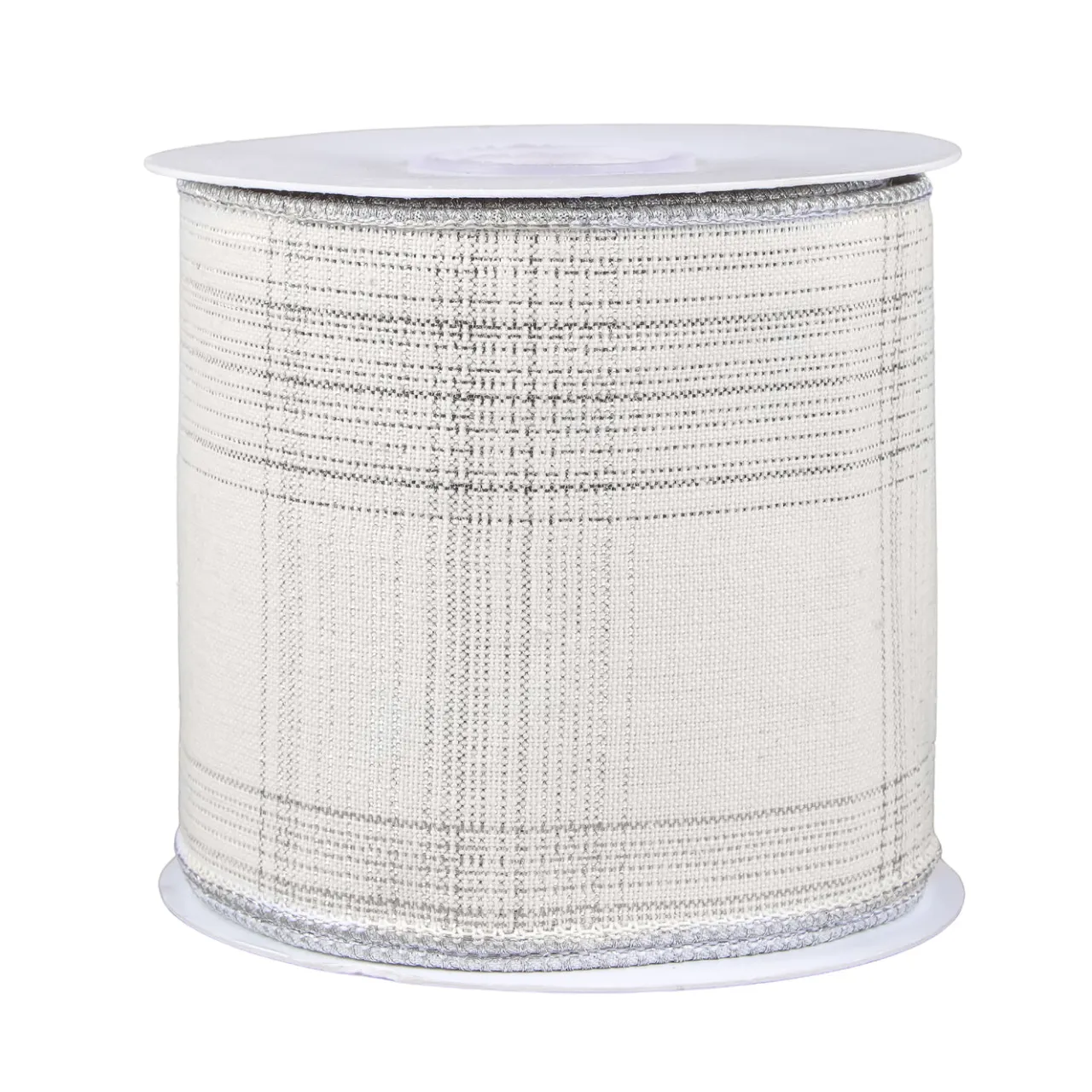 Outlet National Tree Company 3 in. HGTV Home Collection Double-Fused Silver Plaid Ribbon