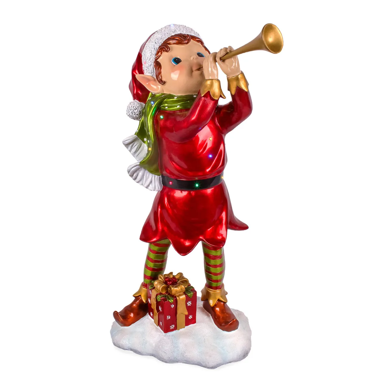 National Tree Company 37 in. Horn Blowing Pixie Elf with Multicolor Lights