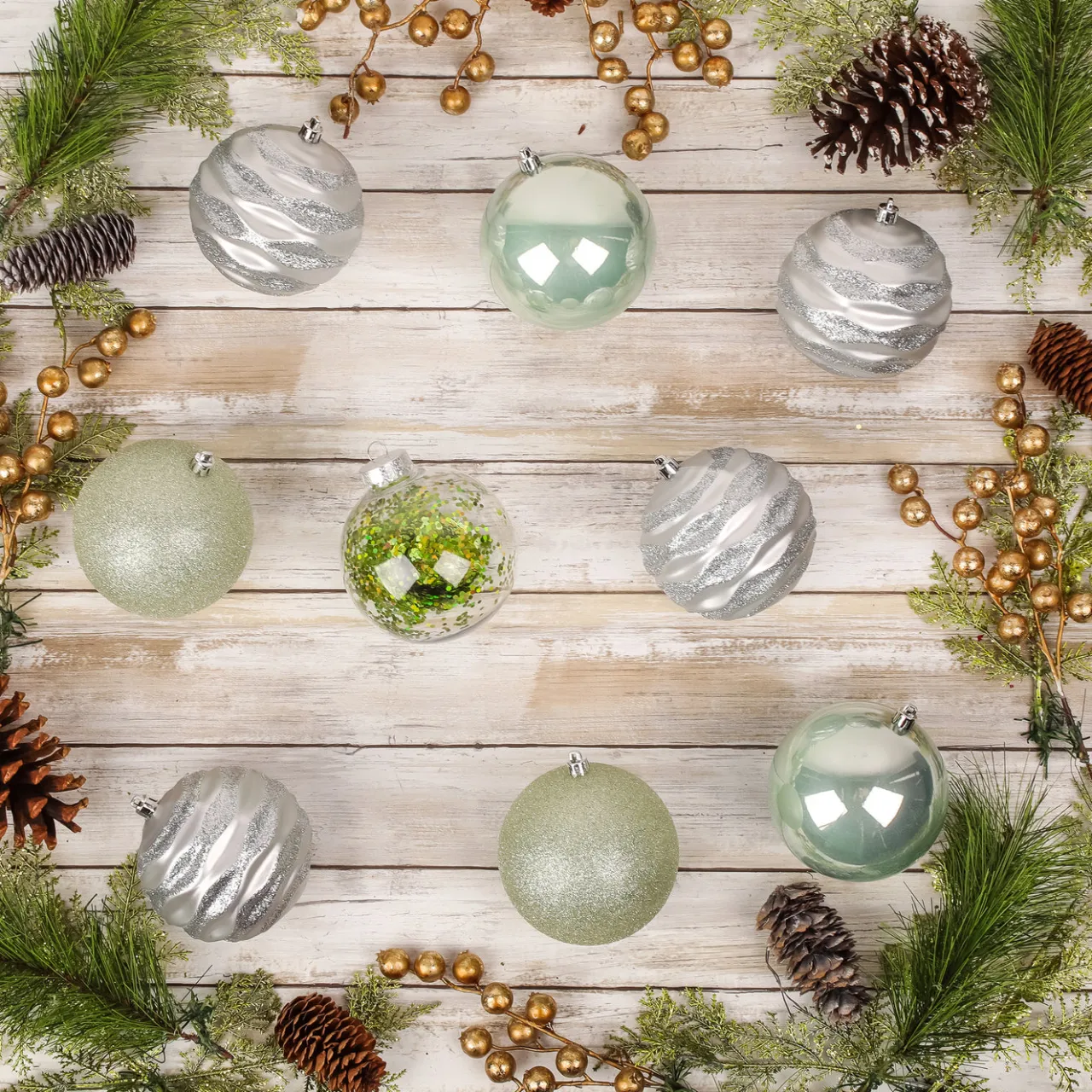 Best National Tree Company 13 in. Mint Xmas Ball Decor Set
