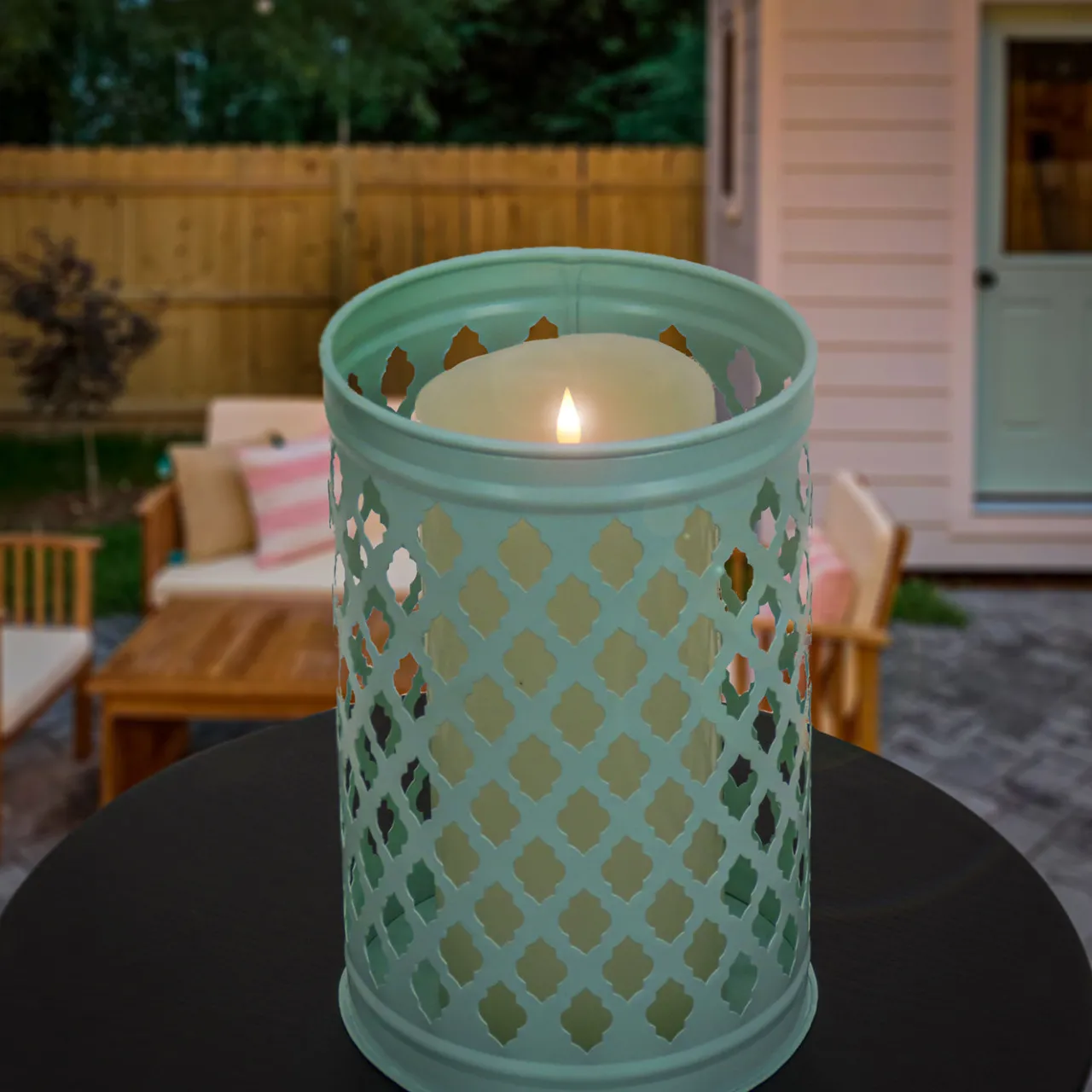 Hot National Tree Company 12 in. Modern Design and Finish Gossamer Green Outdoor Lantern Candleholder
