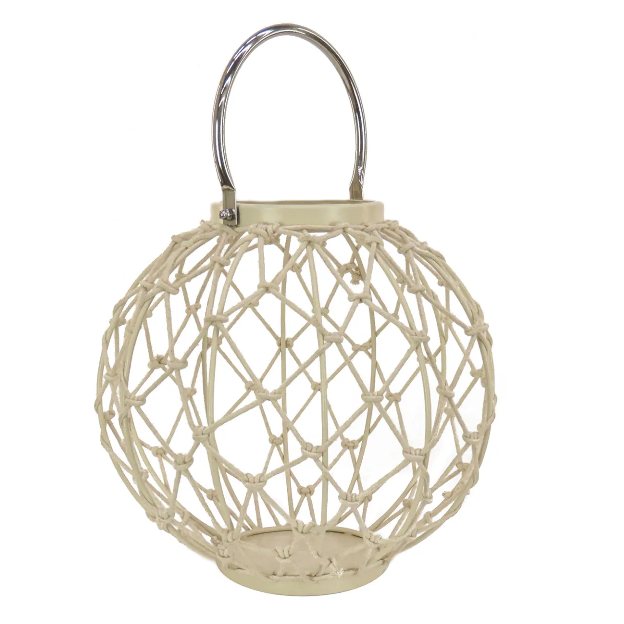 New National Tree Company 12 in. Modern Design and Finish Bleached Sand Outdoor Lantern Candleholder