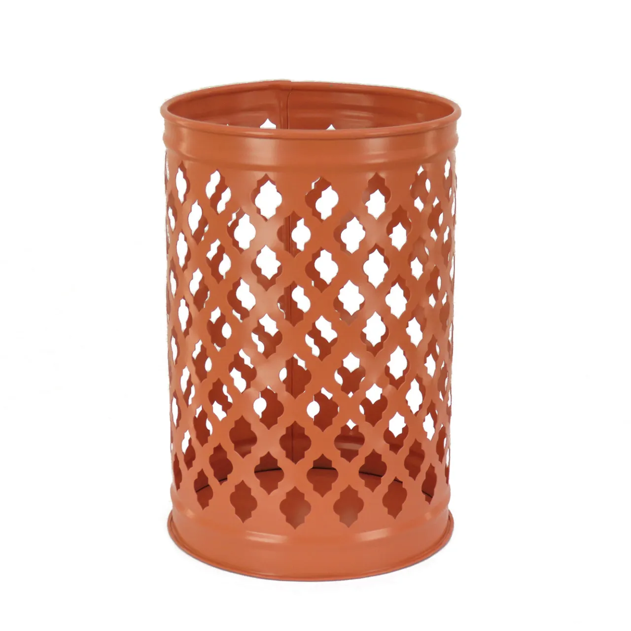 Clearance National Tree Company 12 in. Modern Design and Finish Pastel Orange Outdoor Lantern Candleholder