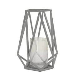 Clearance National Tree Company 10 in. Modern Design and Finish Glacier Gray Outdoor Lantern Candleholder