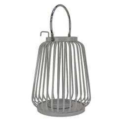 National Tree Company 13 in. Modern Design and Finish Glacier Gray Outdoor Lantern Candleholder