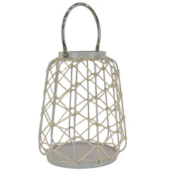 National Tree Company 12 in. Modern Design and Finish Glacier Gray Outdoor Lantern Candleholder