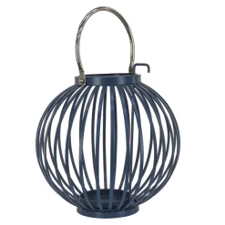 National Tree Company 11 in. Modern Design and Finish Dark Blue Outdoor Lantern Candleholder