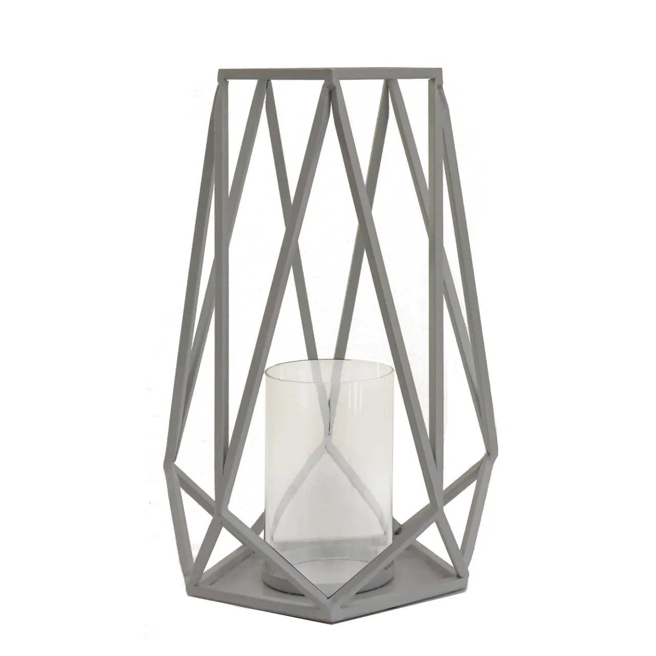Outlet National Tree Company 12 in. Modern Design and Finish Glacier Gray Outdoor Lantern Candleholder