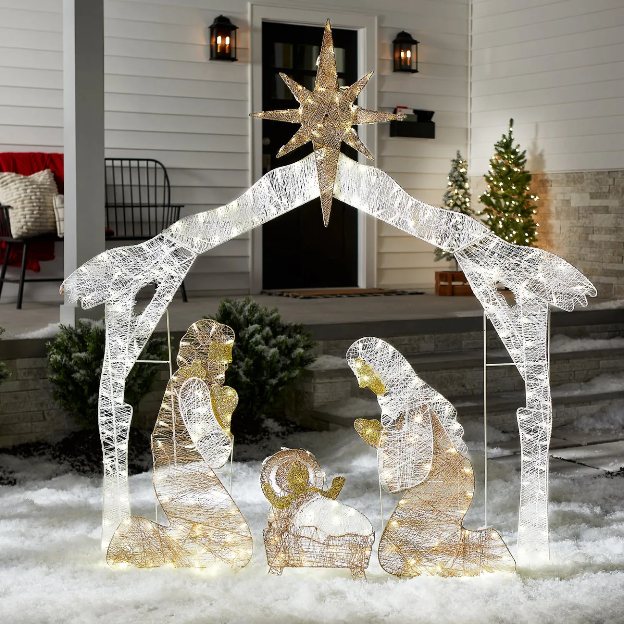 Sale National Tree Company 72 in. Nativity Scene with White LED Lights