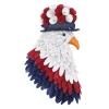 Discount National Tree Company 14 in. Patriotic Hanging Eagle Decoration with Red White and Blue Wood Cuts and Flower Blooms