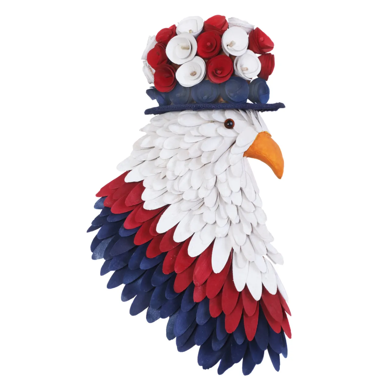 Discount National Tree Company 14 in. Patriotic Hanging Eagle Decoration with Red White and Blue Wood Cuts and Flower Blooms