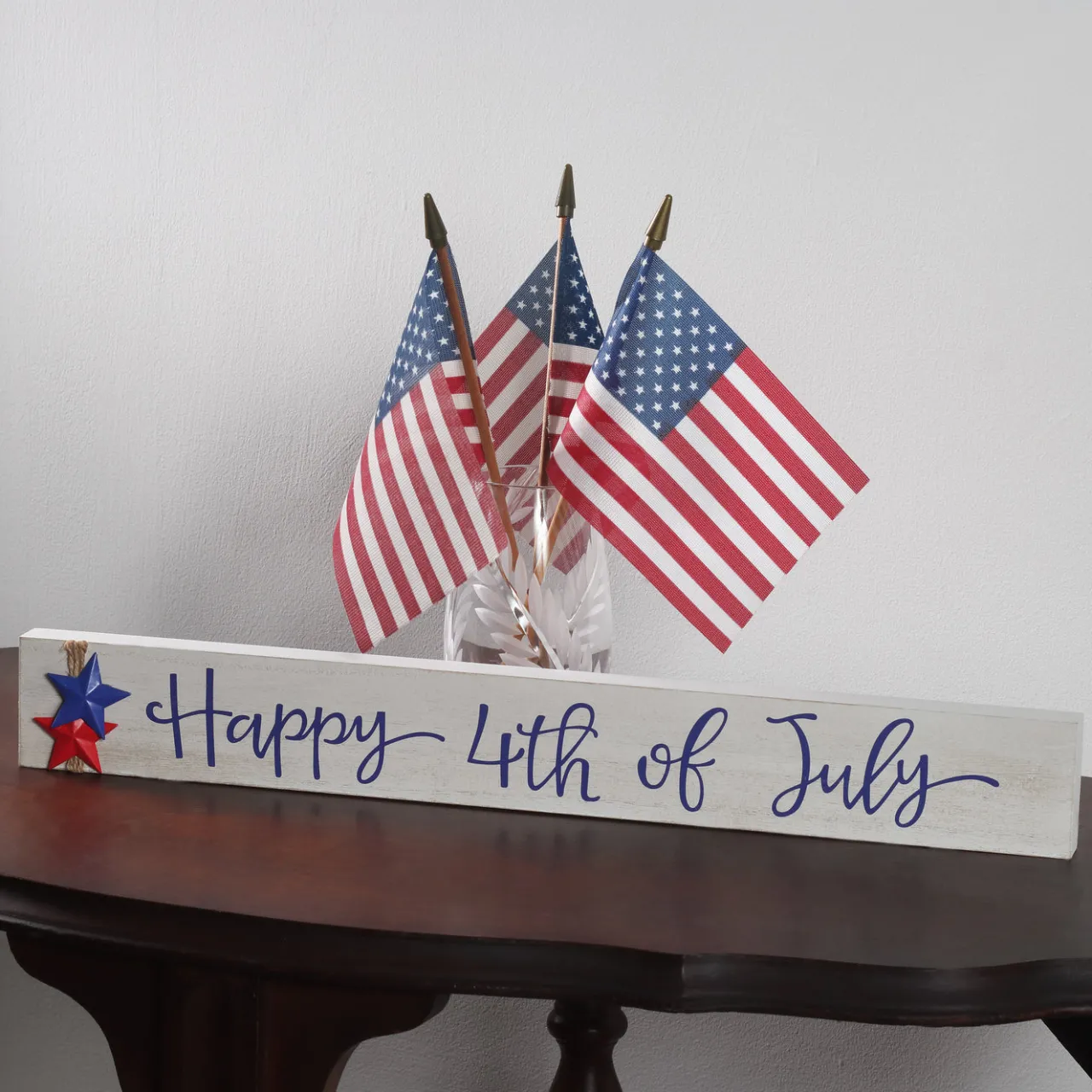 Outlet National Tree Company 19 in. Patriotic Happy 4th of July Table Decoration
