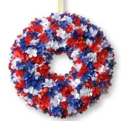 Online National Tree Company 14 in. Patriotic Hydrangea Wreath