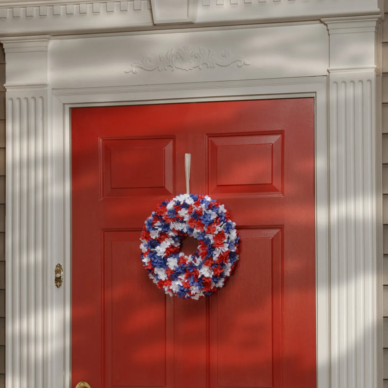 Online National Tree Company 14 in. Patriotic Hydrangea Wreath