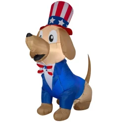 Discount National Tree Company 60 in. Patriotic Inflatable Decoration, Blue Brown Dog wearing Red White and Blue Suit and Hat