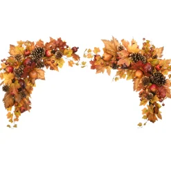 Discount National Tree Company 30 in. 2-Piece Fall Door Corners with Maple Leaves, Pine Cones, Pomegranates, Berry Clusters