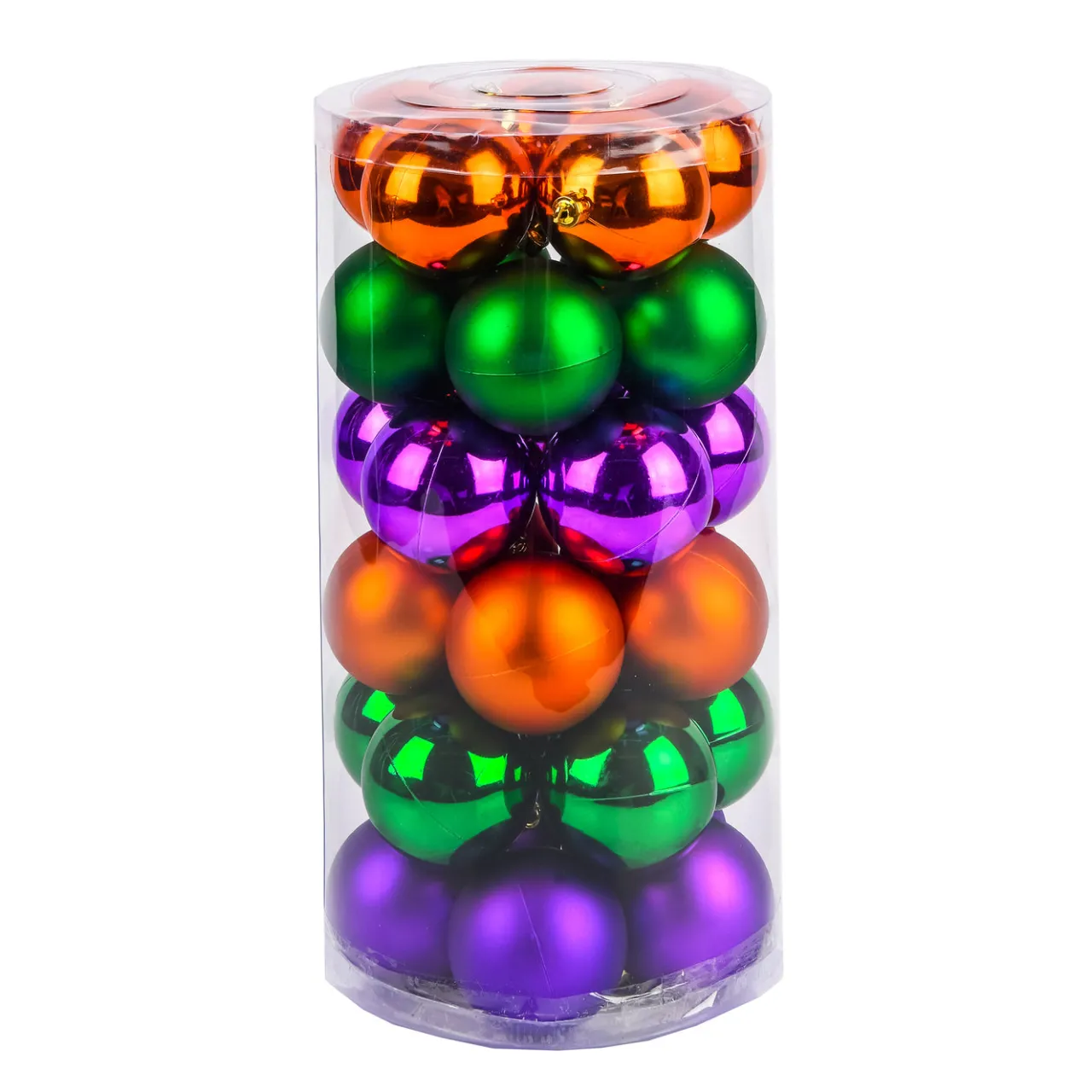 New National Tree Company 12 in. 30-Piece Halloween Orange, Green, Purple Globe Shape Ornament Set