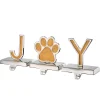 Outlet National Tree Company 5 in. 3-Pieces Gold Sparkle JOY Christmas Stocking Holders, Gold and Silver with Paw Print