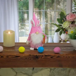 National Tree Company 11 in. Pink Easter Bunny Gnome Table Decoration