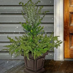 National Tree Company 48 in. Pre Lit Cedar and Evergreen Artificial Shrub with Blue and White Berries, LED Lights