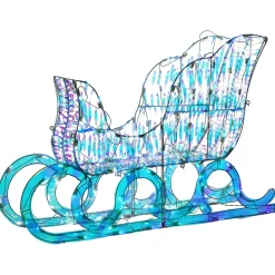 National Tree Company 26 in. Pre Lit Iridescent Santa Sleigh Decoration, Strung with 105 Cool White LED Lights