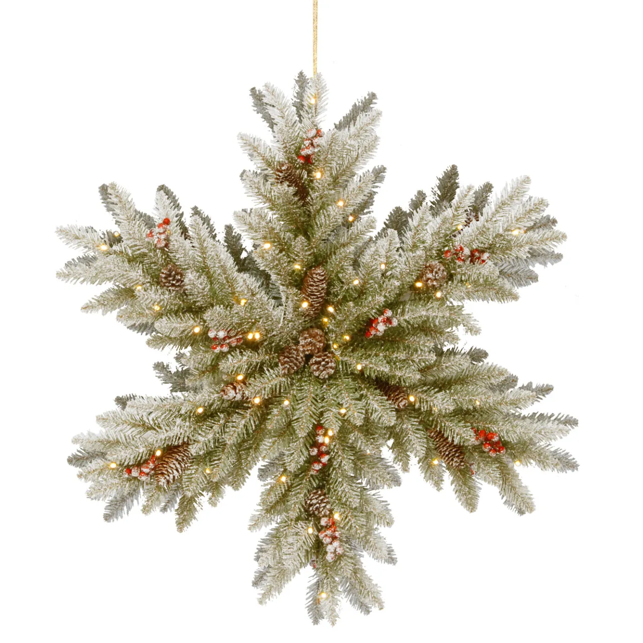 Outlet National Tree Company 32 in. Pre-Lit Dunhill Fir Double-Sided Flocked Snowflake with LED Lights