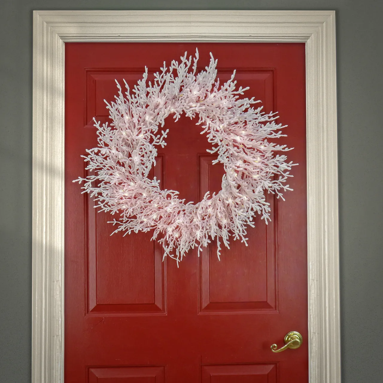 Online National Tree Company 30 in. Pre-Lit HGTV Home Collection Christmas by the Sea Coral Wreath
