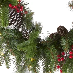 Online National Tree Company 24 in. Pre-Lit Bristle Berry Wreath with LED Lights