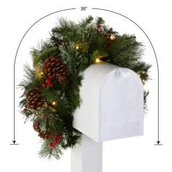 Sale National Tree Company 36 in. Pre-Lit Colonial Fir Mailbox Swag with LED Lights