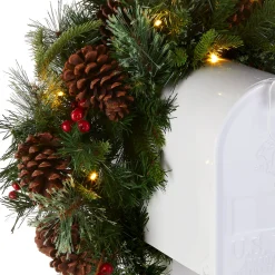 Sale National Tree Company 36 in. Pre-Lit Colonial Fir Mailbox Swag with LED Lights