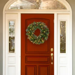 Outlet National Tree Company 30 in. Pre-Lit Crestwood Spruce Wreath with Clear Lights