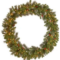 Clearance National Tree Company 48 in. Pre-Lit Crestwood Spruce Wreath with Clear Lights