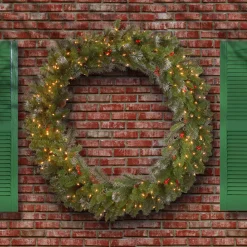 Clearance National Tree Company 48 in. Pre-Lit Crestwood Spruce Wreath with Clear Lights