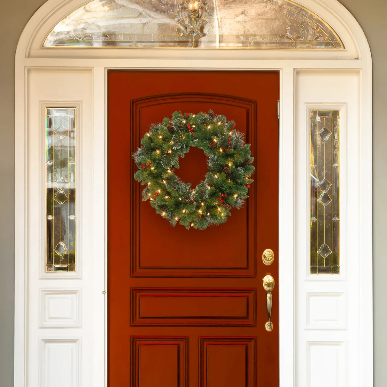 Best National Tree Company 24 in. Pre-Lit Crestwood Spruce Wreath with Twinkly LED Lights