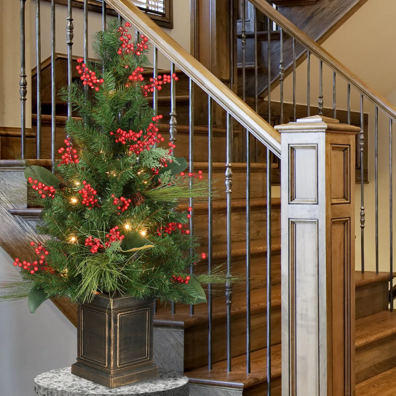 National Tree Company 40 in. Pre-Lit Decorative Collection Magnolia Tree with Clear Lights