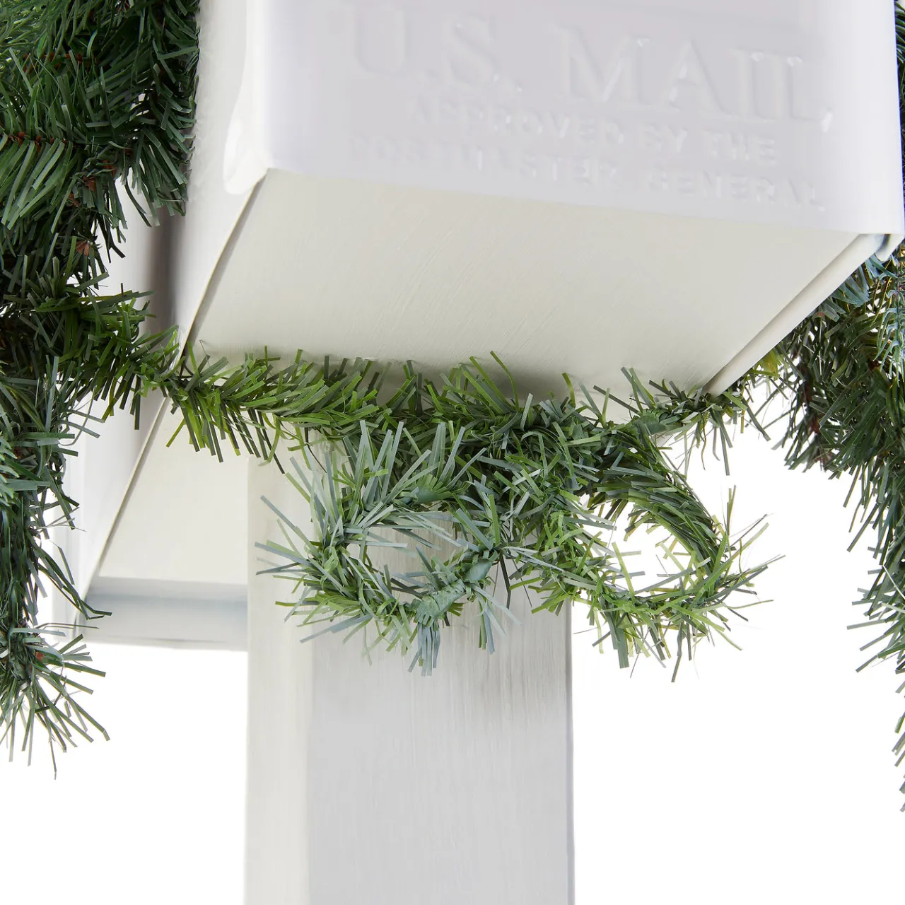 New National Tree Company 36 in. Pre-Lit Frosted Arctic Spruce Mailbox Swag with LED Lights