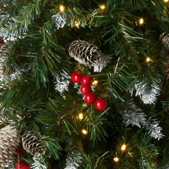 New National Tree Company 36 in. Pre-Lit Frosted Berry Teardrop with LED Lights