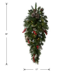 New National Tree Company 36 in. Pre-Lit Frosted Berry Teardrop with LED Lights