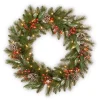 Hot National Tree Company 24 in. Pre-Lit Frosted Pine Berry Wreath with LED Lights