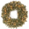 Discount National Tree Company 24 in. Pre-Lit Glittery Bristle Pine Wreath with Twinkly LED Lights