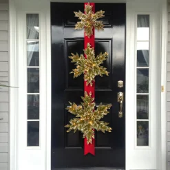 Best National Tree Company 70 in. Pre-Lit Glittery Bristle Pine Snowflake with White Lights