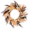 Hot National Tree Company 26 in. Pre-Lit Halloween Orange and Black Pampas Wreath with LED Lights
