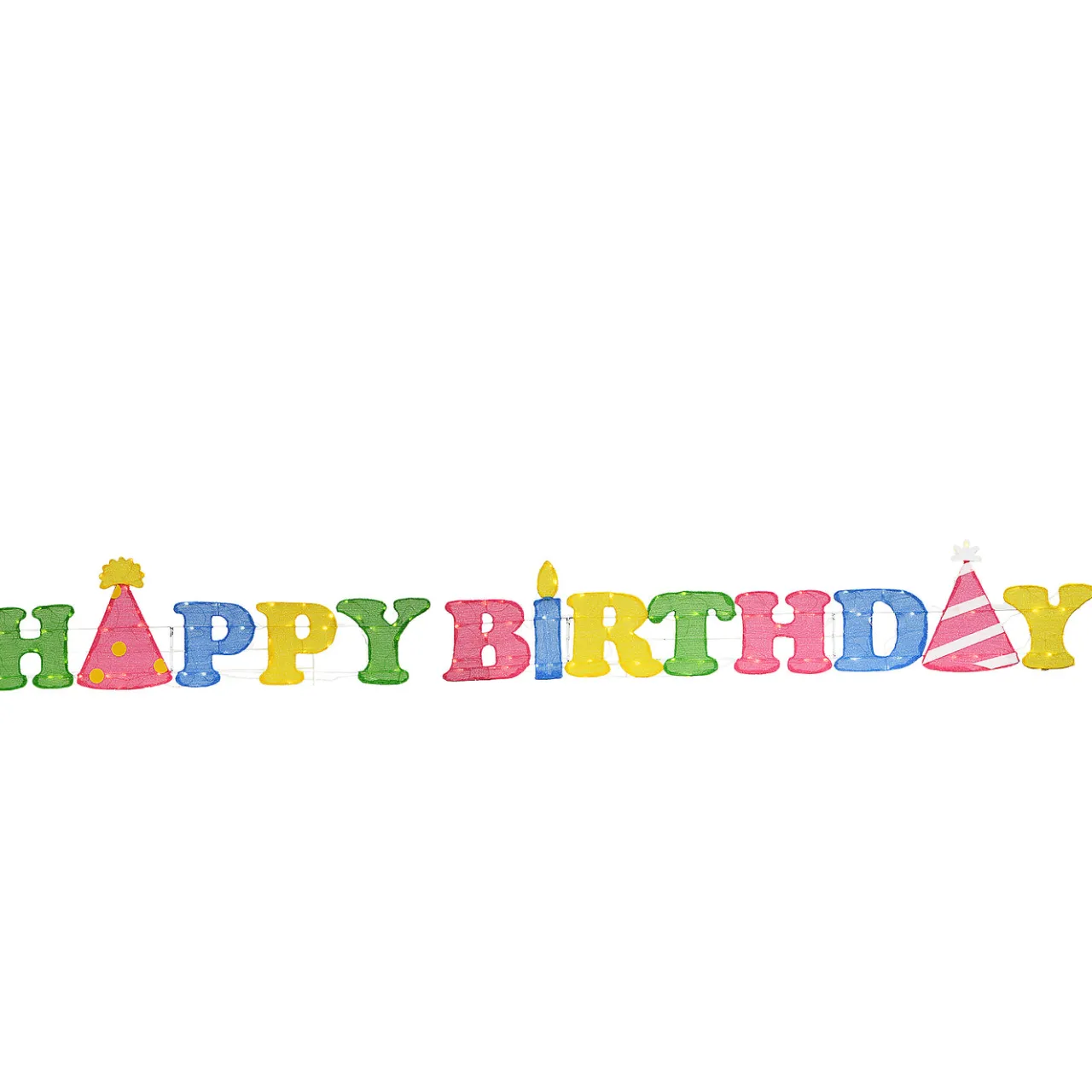 New National Tree Company 15 in. Pre-Lit Happy Birthday Outdoor Decoration with LED Lights