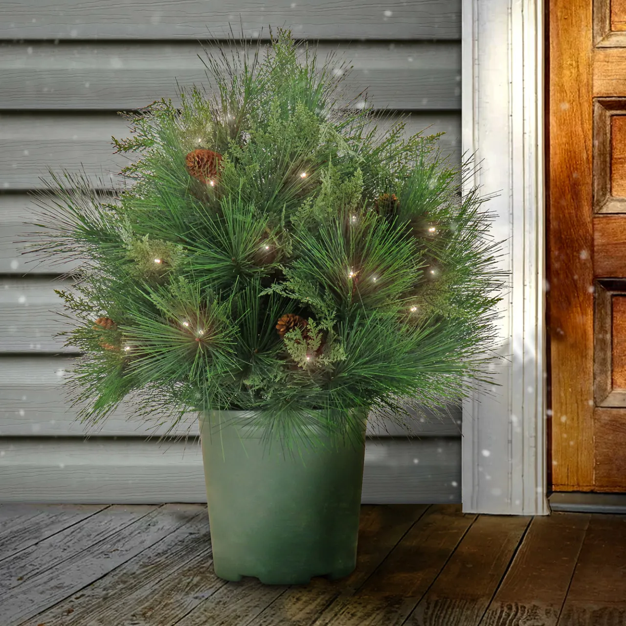 Outlet National Tree Company 26 in. Pre-Lit HGTV Home Collection Black Tie Planter Filler