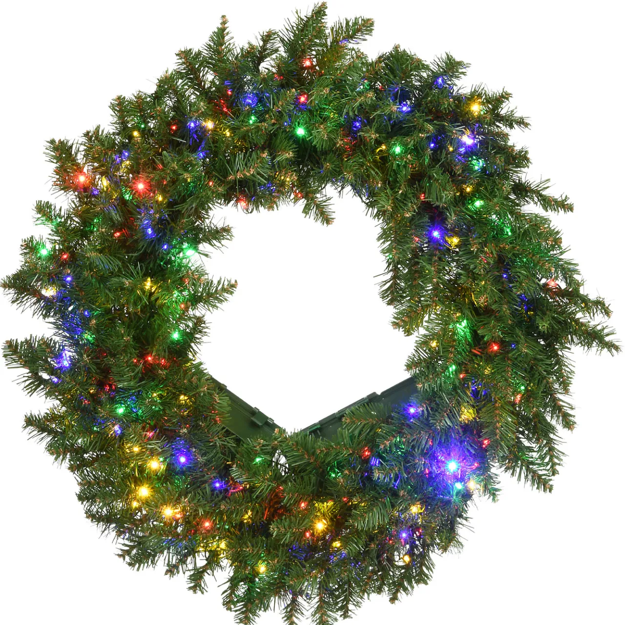 Best National Tree Company 24 in. Pre-Lit Kingswood Fir Wreath with Dual Color Infinity Lights