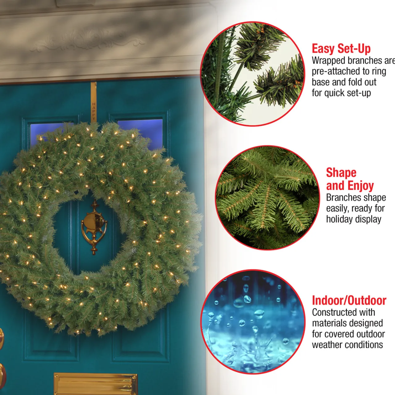 Online National Tree Company 36 in. Pre-Lit Norwood Fir Wreath with Clear Lights