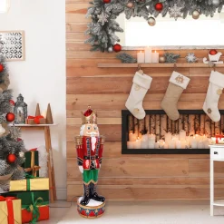 Best National Tree Company 36 in. Pre-Lit Nutcracker Christmas Decoration with Multicolor LED Lights with Hand Painted Details