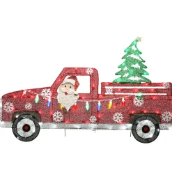 Outlet National Tree Company 27 in. Pre-Lit Santa in Red Truck