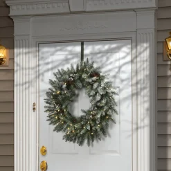 Outlet National Tree Company 30 in. Pre-Lit Snowy Morgan Spruce Wreath with Twinkly LED Lights