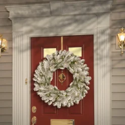 Clearance National Tree Company 30 in. Pre-Lit Snowy Sheffield Spruce Wreath with Twinkly LED Lights